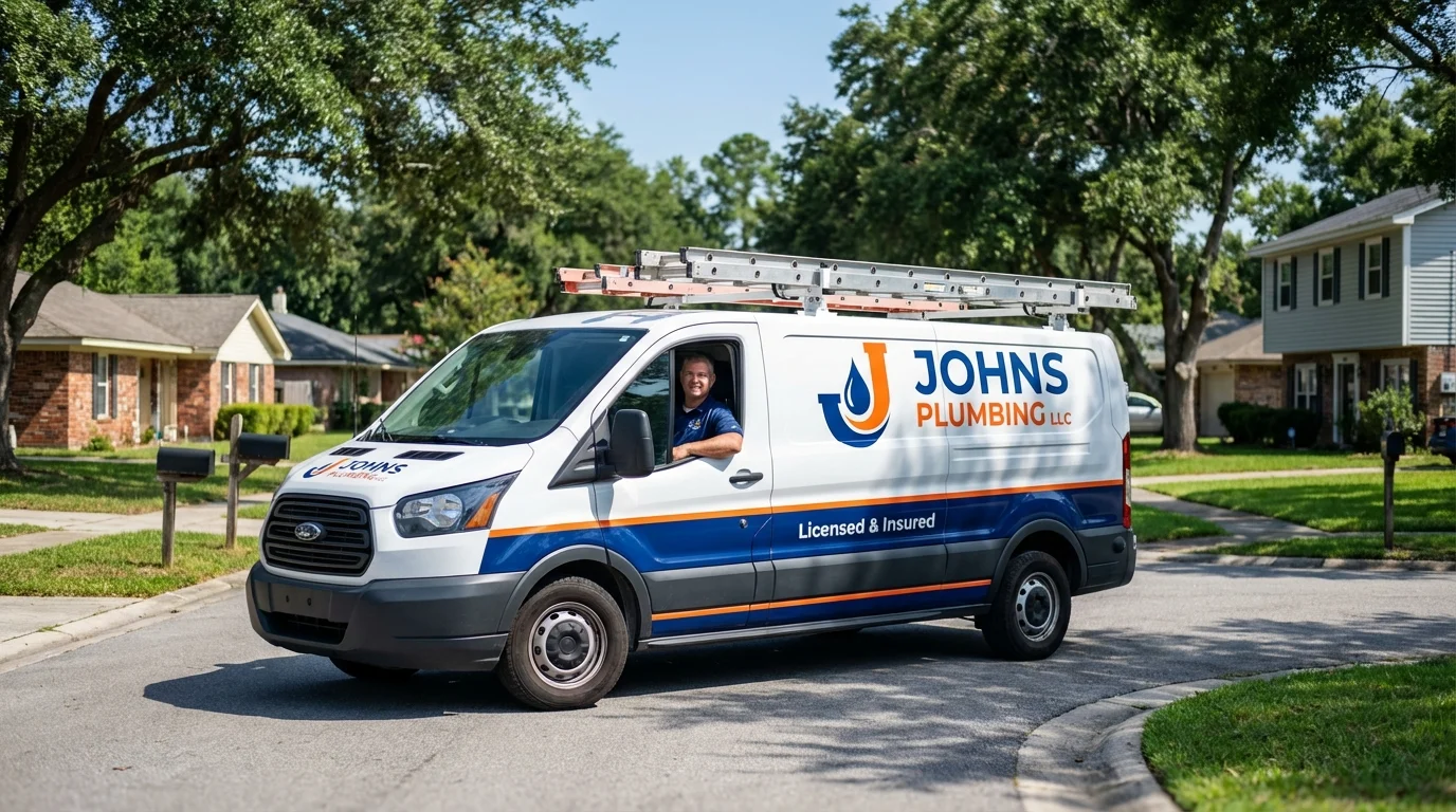 Johns Plumbing LLC service van in Sicklerville, NJ