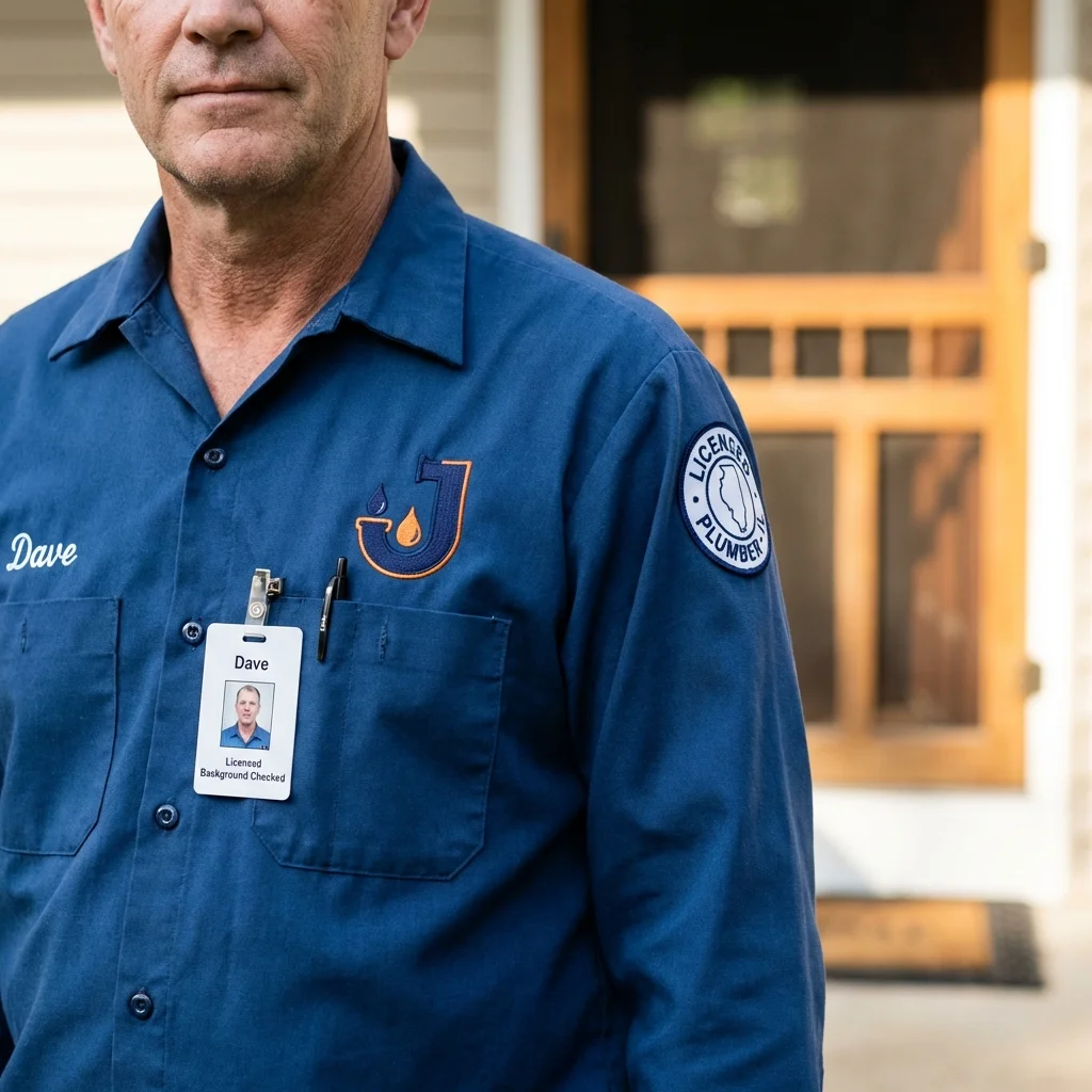 Licensed plumber showing ID badge in Sicklerville, NJ