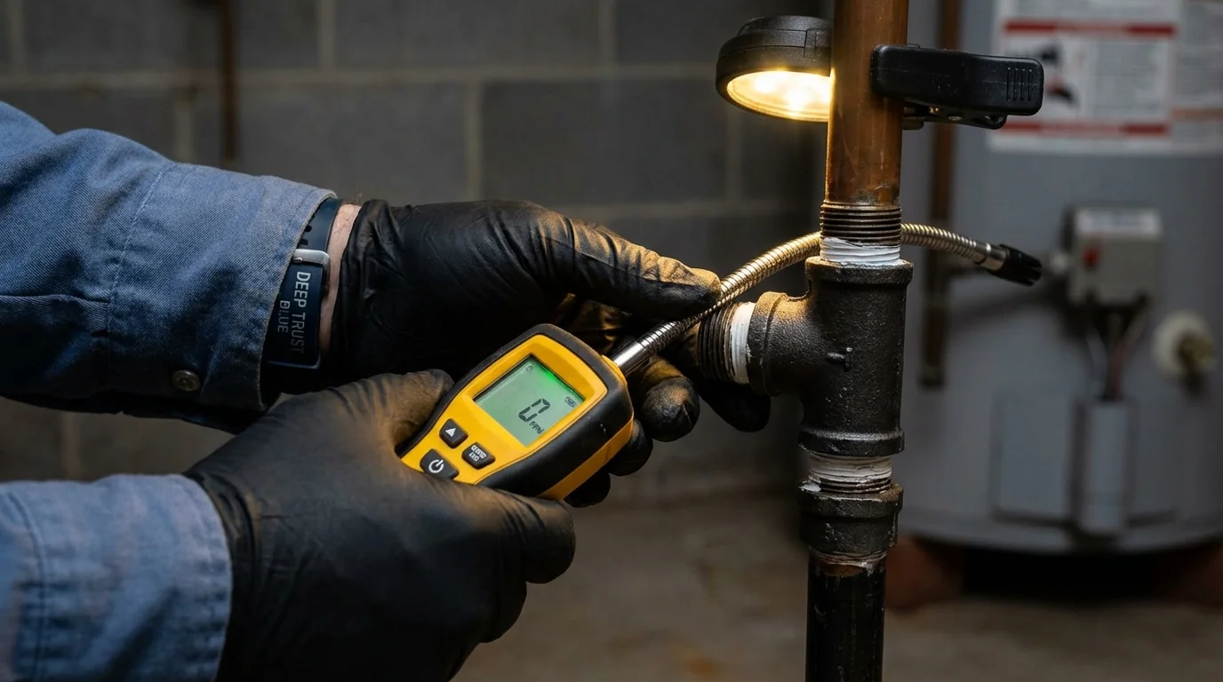 Gas leak detection with electronic sniffer by Johns Plumbing LLC in Sicklerville