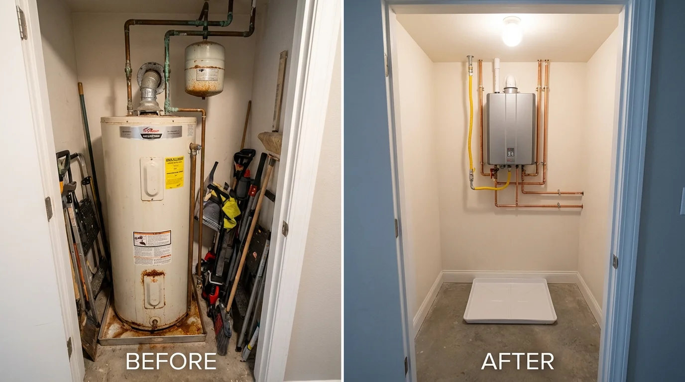 Tank water heater versus wall-mounted tankless unit comparison for Sicklerville, NJ homeowners